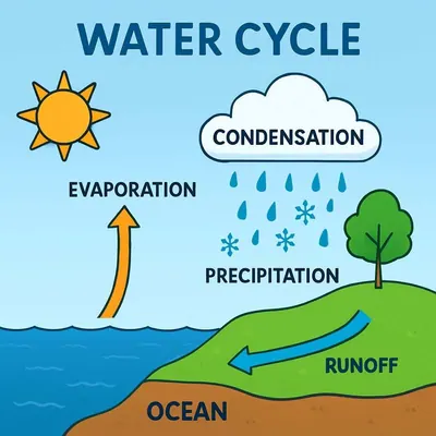 Generated classroom illustration preview of the water cycle.