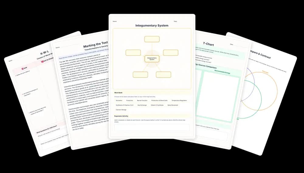 Fanned graphic organizers preview